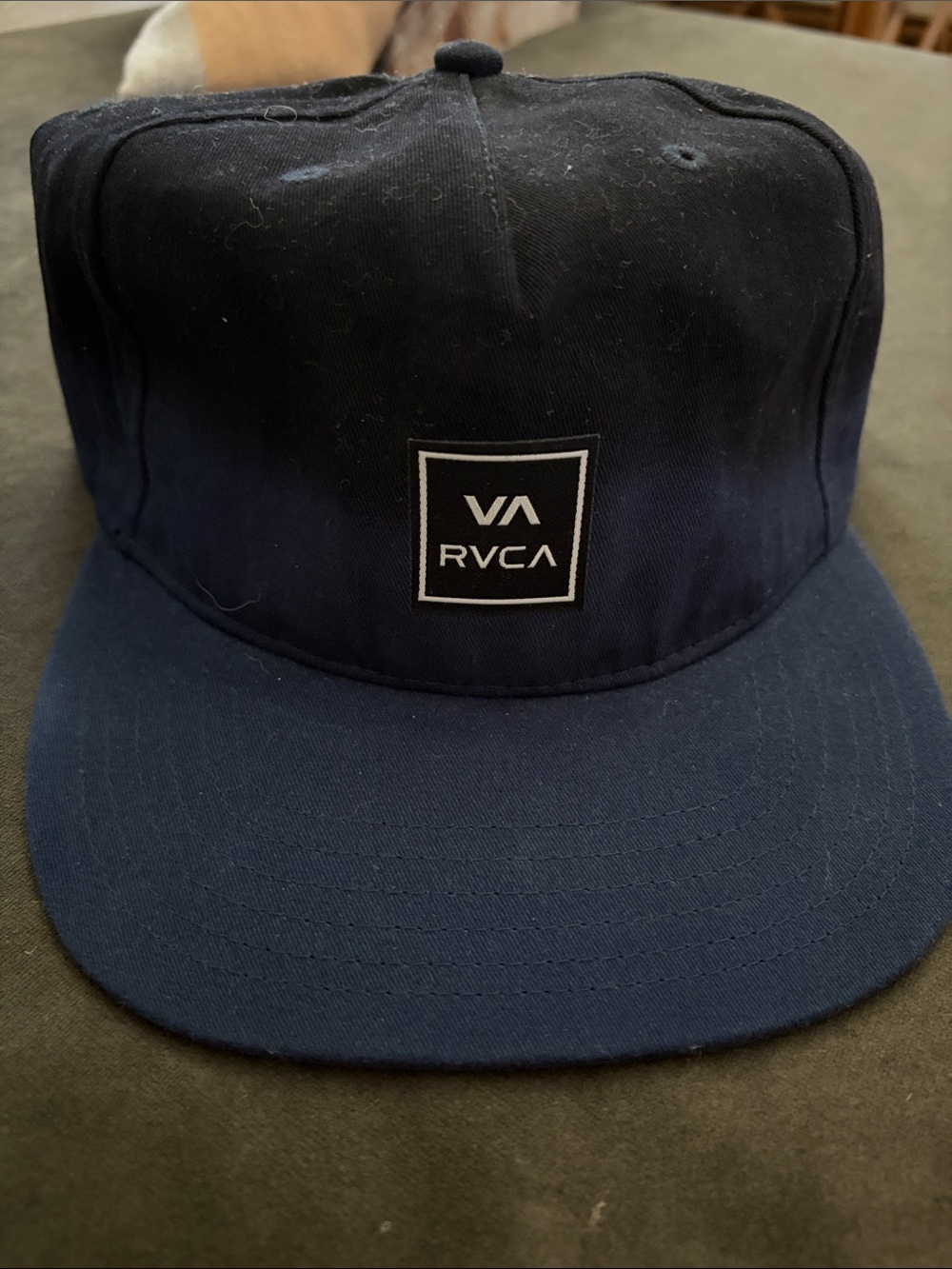 RVCA Navy and Black Square Logo Cap